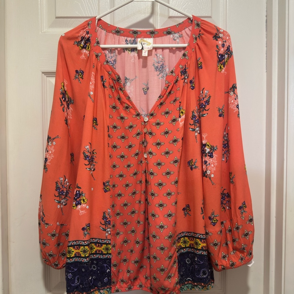 Floral Women's Top - Coral by [Brand]